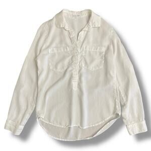 Bella Dahl White Tencel Popover Blouse Shirt Small USA Made
